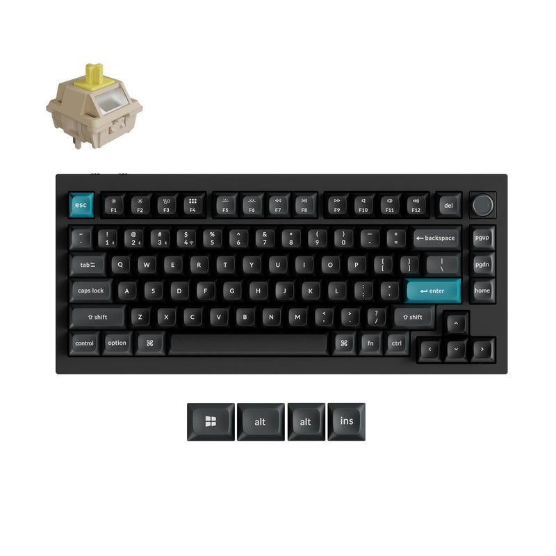 Load image into Gallery viewer, Keychron q1 ultra-m4 8k wireless custom mechanical keyboard (zwart, us lay-out (qwerty), silk pom banana, 75%, rgb, hot swap, 8k, 2.4 ghz | bluetooth 5.2 | usb-c)
