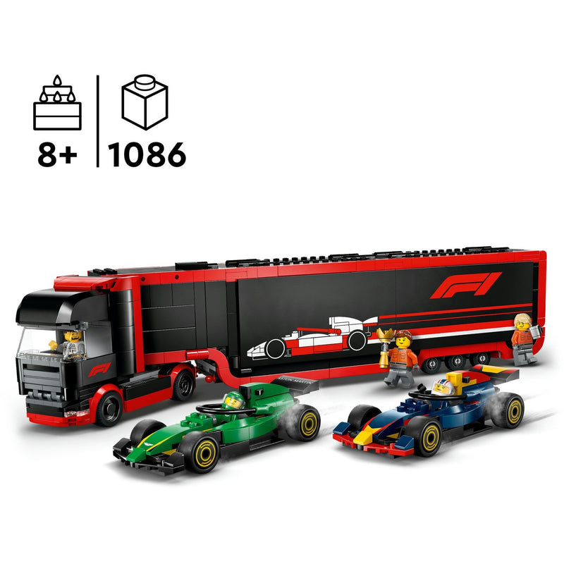 Load image into Gallery viewer, Lego city 60445 f1 truck met rb20 en amr24 f1 auto's
