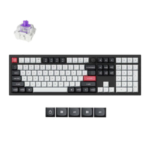 Keychron q6 he-m1 rgb mechanisch toetsenbord (zwart, us lay-out (qwerty), gateron double-rail magnetic nebula, 100%, rgb, osa profile double-shot pbt keycaps, hot swap, usb-c 2.4 ghz bluetooth 5.2, knob)