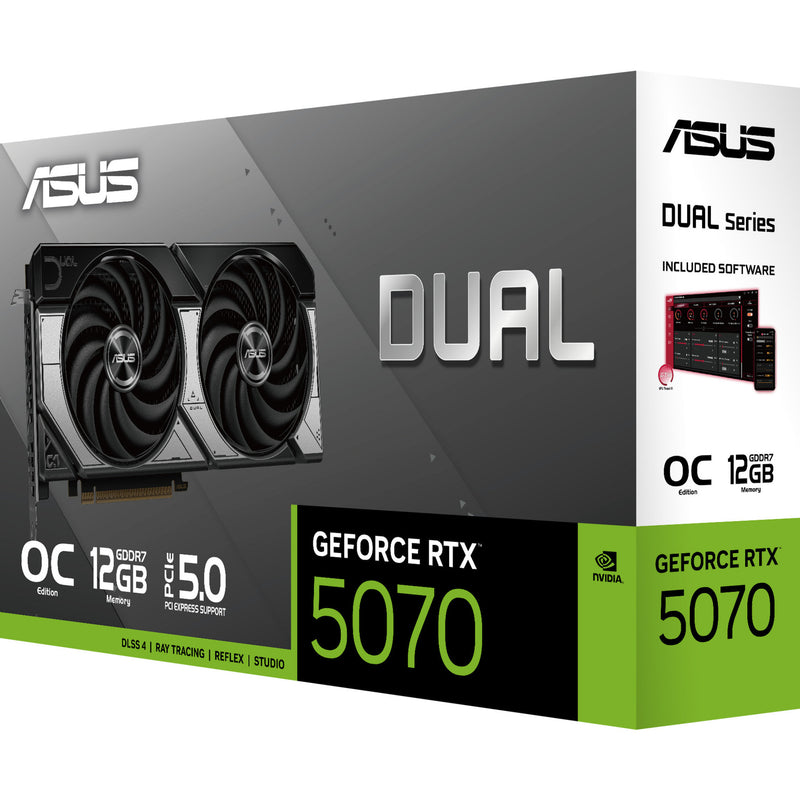 Load image into Gallery viewer, Asus dual geforce rtx 5070 oc grafische kaart (dlss 4, 3x displayport, 1x hdmi 2.1)
