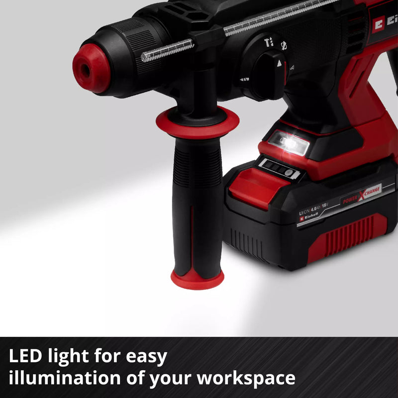 Load image into Gallery viewer, Einhell accu boorhamer te-hd 18 20 li (1x4,0ah) (rood zwart, incl. 1x 4.0 ah power x-change accu en lader)
