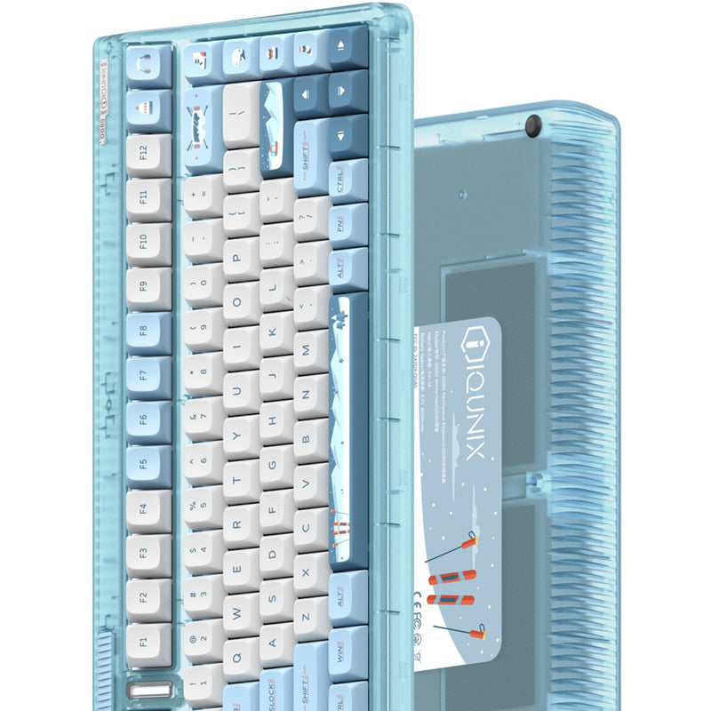 Load image into Gallery viewer, Iqunix og80 wintertide wireless mechanical keyboard, gaming toetsenbord (lichtblauw, us lay-out, cherry mx red, rgb leds, 80% (tkl), hot-swappable, pbt, 2.4ghz | bluetooth 5.1 | usb-c)
