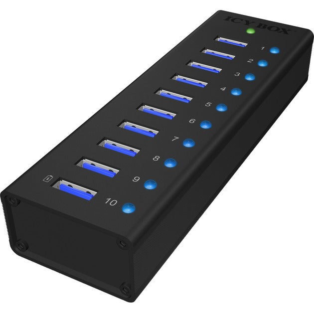 Load image into Gallery viewer, Icy box ib-ac6110 usb-hub (zwart, 10x usb 3.0 poorten)
