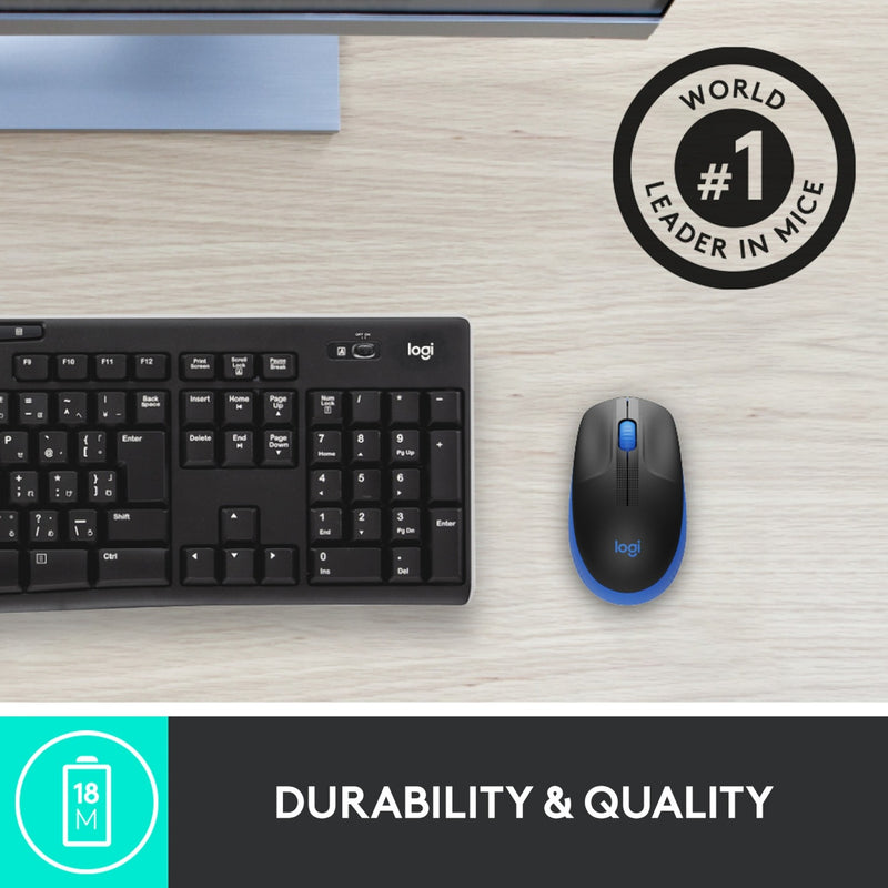 Load image into Gallery viewer, Logitech m190 full-size wireless mouse (blauw, 1000 dpi)

