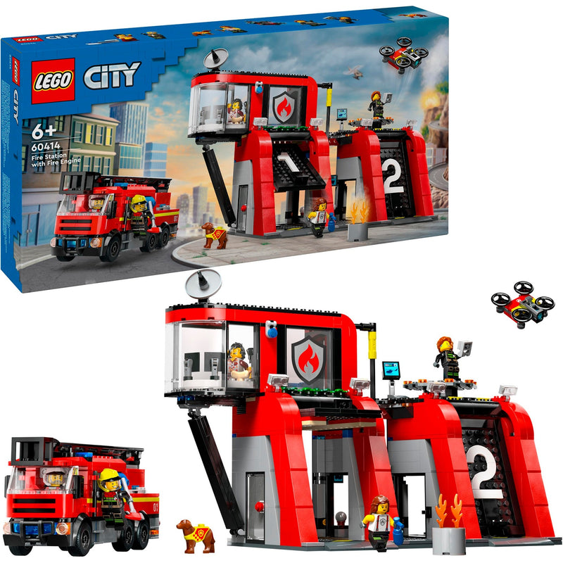 Afbeelding laden in galerijviewer, Lego city - brandweerkazerne en brandweerauto constructiespeelgoed (60414)
