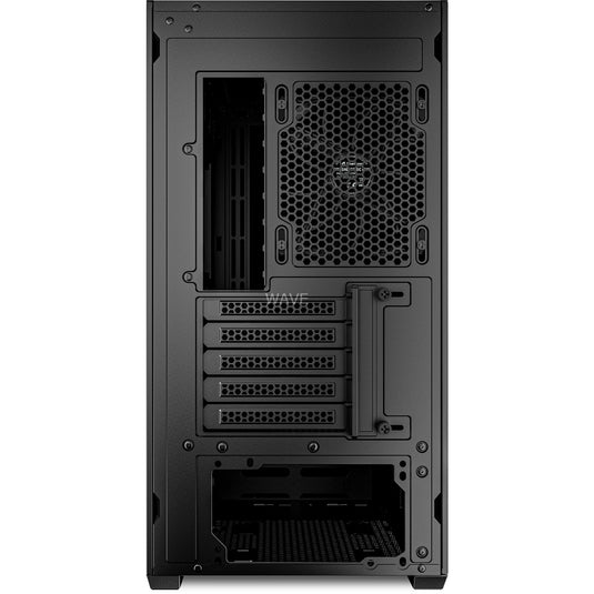 Sharkoon mk4 rgb strip mini tower behuizing (zwart | 2x usb-a | 1x usb-c | rgb)