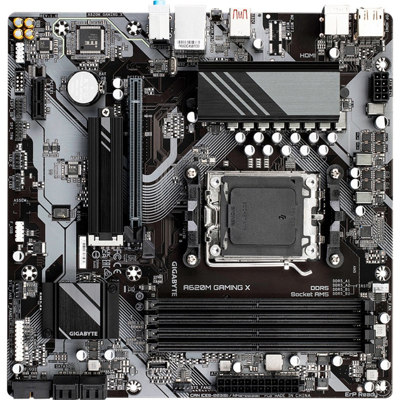 Load image into Gallery viewer, Gigabyte a620m gaming x (rev. 1.0) socket am5 moederbord (zwart grijs, raid, gb-lan, sound, µatx)
