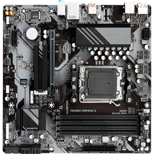 Gigabyte a620m gaming x (rev. 1.0) socket am5 moederbord (zwart grijs, raid, gb-lan, sound, µatx)