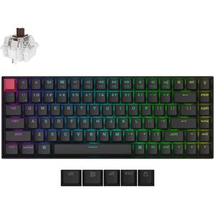 Keychron k2 qmk-b3 rgb mechanisch toetsenbord (zwart, us lay-out (qwerty), super brown, 75%, rgb leds, cherry double-shot pbt, bluetooth 5.2 | usb-c)