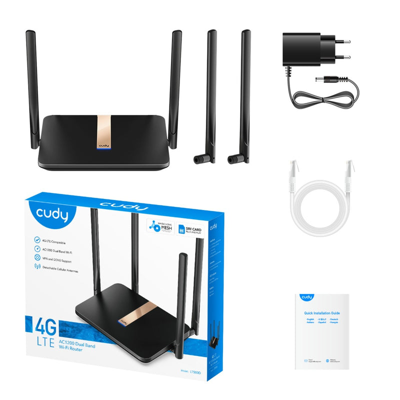 Chargez l'image dans la visionneuse de la galerie, Cudy ac1200 wi-fi mesh 4g lte cat4 mesh router (zwart, mesh, app, nano sim-slot)
