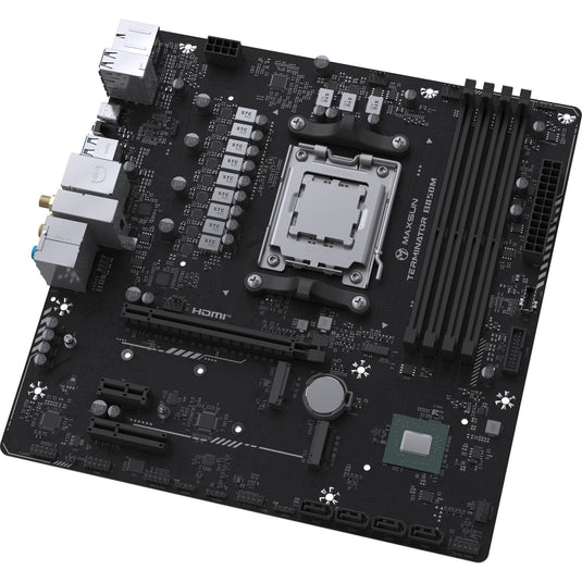 Maxsun ms-terminator b850m wifi socket am5 moederbord (zwart, raid, 2.5 gb-lan, wlan, bt, sound, µatx)