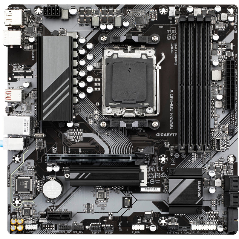 Load image into Gallery viewer, Gigabyte a620m gaming x (rev. 1.0) socket am5 moederbord (zwart grijs, raid, gb-lan, sound, µatx)
