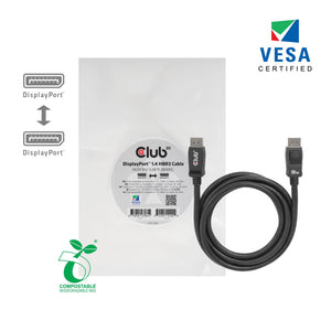 Club 3d displayport 1.4 hbr3 kabel (zwart, 1 meter, 8k)