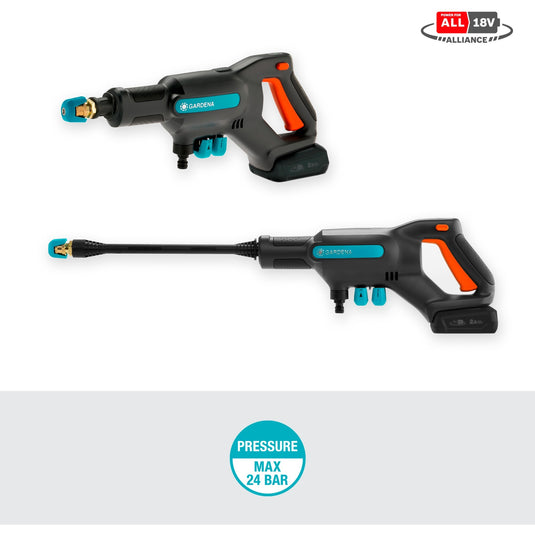 Gardena aquaclean 24 18 v p4a premium set drukreiniger (grijs turquoise, 14800-31, accu inbegrepen)
