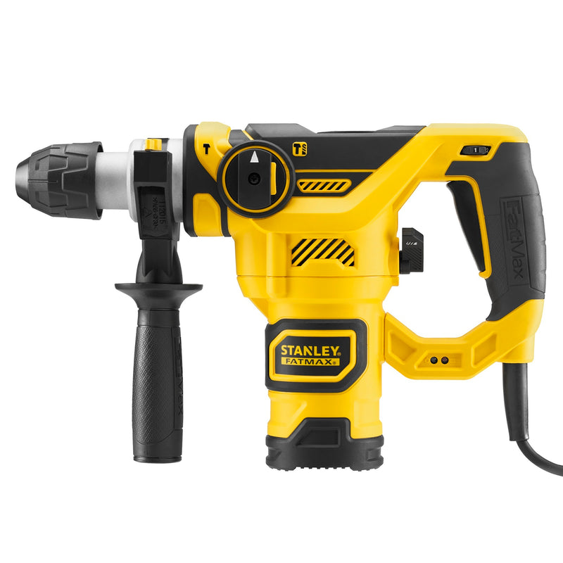 Load image into Gallery viewer, Stanley fatmax 1250w pneumatische boorhamer met 3-delige beitelset (geel zwart, sds+, met koffer)

