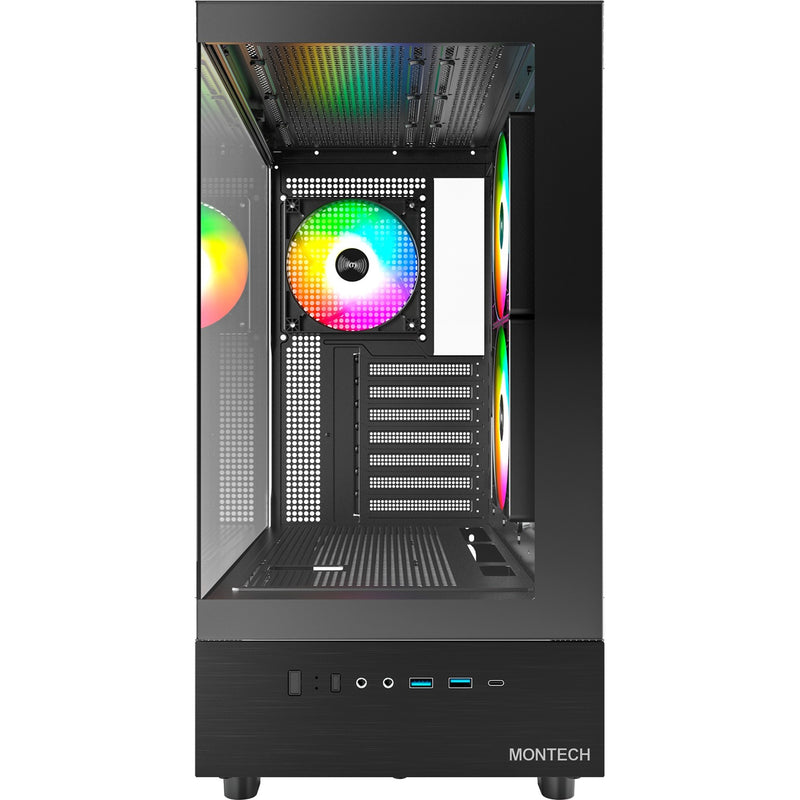Load image into Gallery viewer, Montech xr midi tower behuizing (zwart | 2x usb-a | 1x usb-c | rgb | tempered glass)
