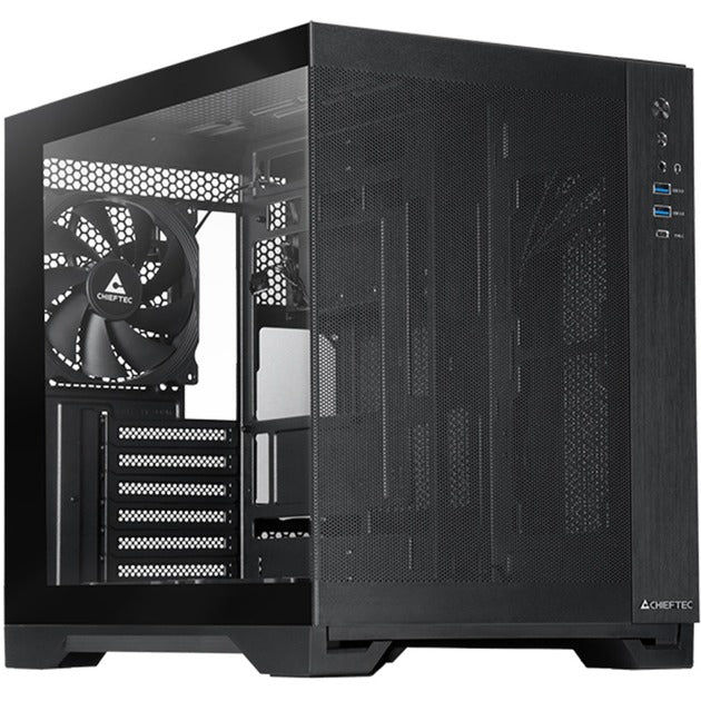 Load image into Gallery viewer, Chieftec visio air midi tower behuizing (zwart | 2x usb-a | 1x usb-c | tempered glass)
