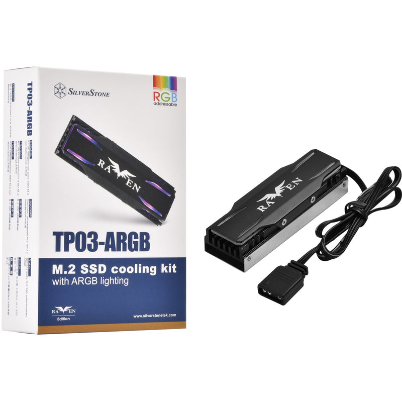 Load image into Gallery viewer, Silverstone tp03-argb heatsink (zwart, geschikt voor m.2 2280 ssd)
