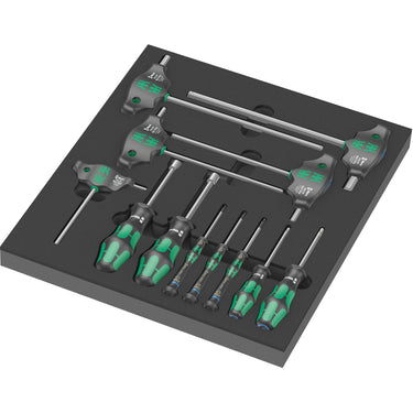 Wera 9713 schuimrubberen inzetstuk met hex schroevendraaiers set 1, 12‑delig (zwart grijs, in schuiminzet voor werkplaatswagen)
