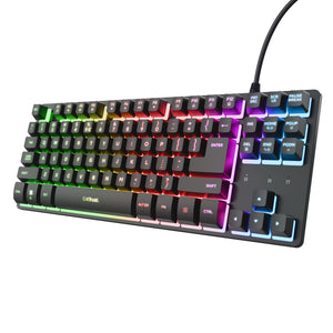 Trust gxt 833 thado toetsenbord met tkl-verlichting (zwart, us lay-out (qwerty), 80% (tkl), rgb)