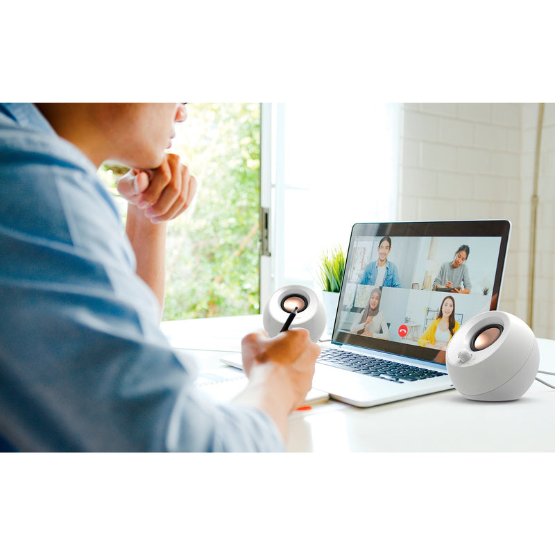 Afbeelding laden in galerijviewer, Creative pebble v3 pc-luidspreker (wit, bluetooth, usb-c, aux)

