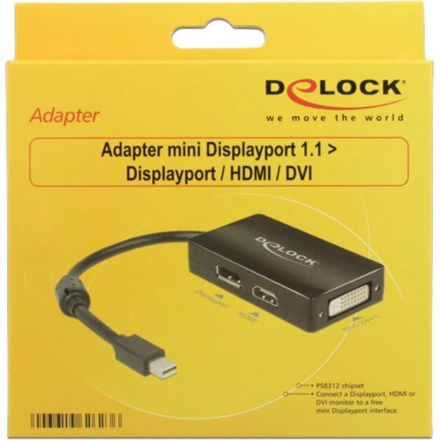 Load image into Gallery viewer, Delock mini displayport > displayport hdmi dvi adapter (zwart, 0,16 meter)
