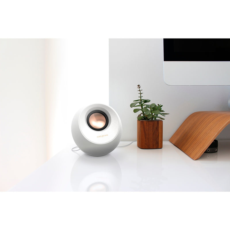 Afbeelding laden in galerijviewer, Creative pebble v3 pc-luidspreker (wit, bluetooth, usb-c, aux)
