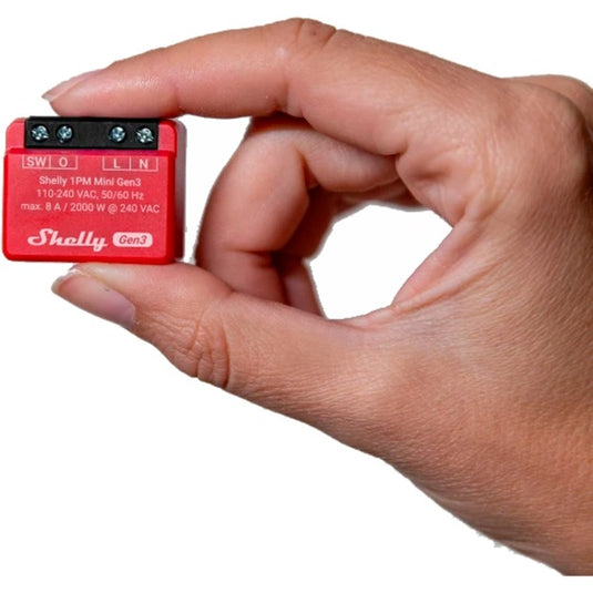 Shelly plus 1pm mini gen3 relais (rood zwart, wifi)