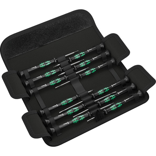 Wera kraftform 12sb1 micro-schroevendraaierset (zwart groen, voor elektrische apparaten)