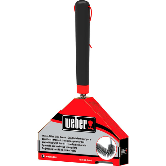 Weber driezijdige reinigingsborstel grillreinigingsborstel (zwart rood, 30 cm)
