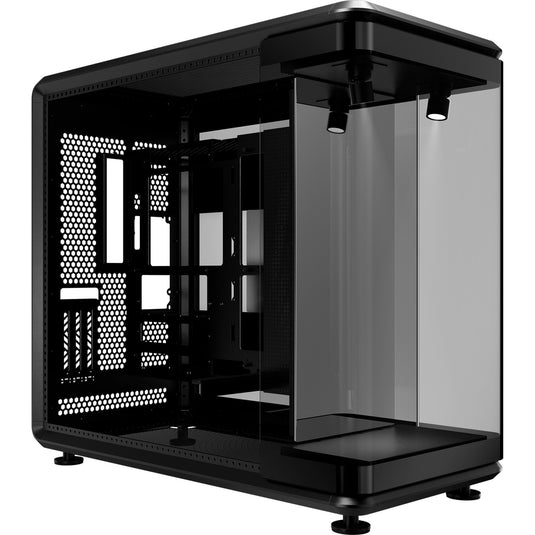 Cooler master masterframe 360 panorama showcase behuizing (zwart | 2x usb-a | 1x usb-c | rgb | tempered glass)