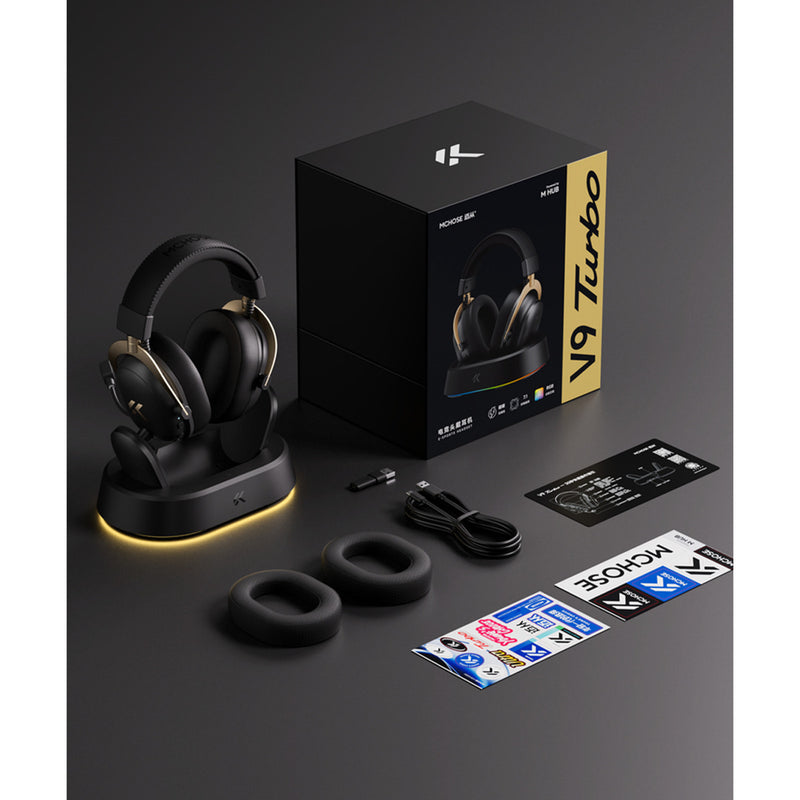 Chargez l'image dans la visionneuse de la galerie, Mchose v9 turbo+ magnetic wireless over-ear gaming headset (wit zilver, nintendo switch, playstation 4, playstation 5, mobiel, pc, 2.4g bluetooth usb)

