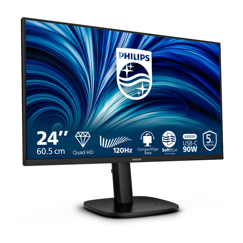 Chargez l'image dans la visionneuse de la galerie, Philips 24b2u3601 00 23.8 monitor (zwart, hdmi, displayport, usb-c, lan, audio, 120 hz)
