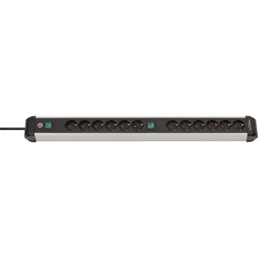 Brennenstuhl premium-alu-line stekkerdoos 12-voudig 3 m h05vv-f 3g1,5 2x 6-voudig schakelbare contactdozen