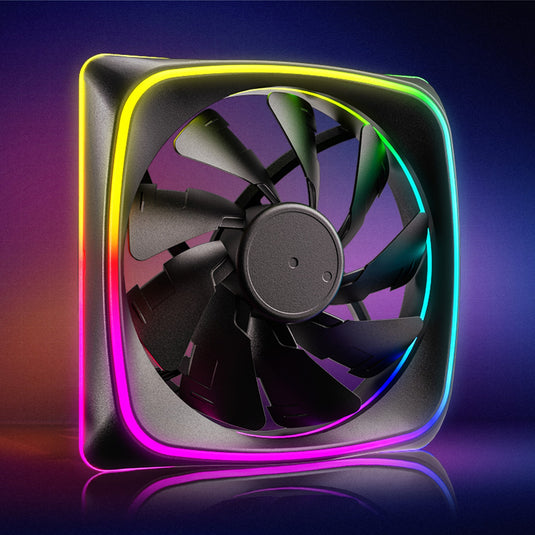 Sharkoon shark lights rgb pwm case fan (zwart, 120 x 120 x 25 mm)