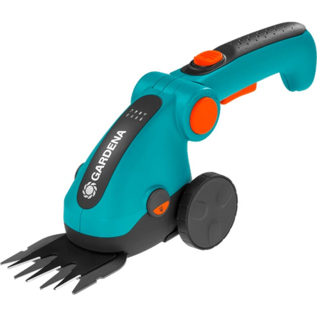 Afbeelding laden in galerijviewer, Gardena accugrasschaar comfortcut li set (turquoise zwart, incl. li-ion-accu 3,0ah, wielen en een telescopische steel)
