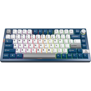 Montech mkey pro freedom rgb mechanisch toetsenbord (donkerblauw, us lay-out (qwerty), gateron g pro brown, 75%, hot-swappable, rgb, double-shot pbt, usb-c | 2.4 ghz | bluetooth 5.2)