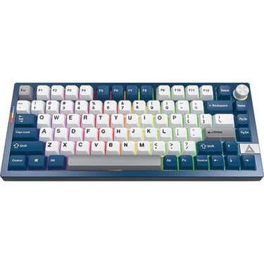 Montech mkey pro freedom rgb mechanisch toetsenbord (donkerblauw, us lay-out (qwerty), gateron g pro brown, 75%, hot-swappable, rgb, double-shot pbt, usb-c | 2.4 ghz | bluetooth 5.2)