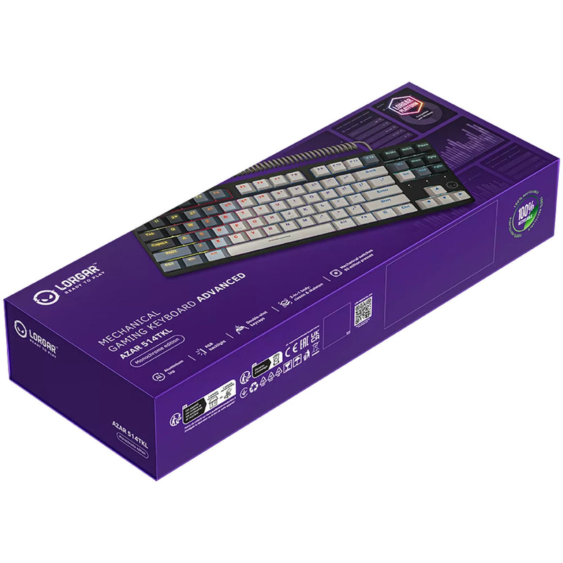 Load image into Gallery viewer, Lorgar azar 514tkl rgb mechanisch gaming toetsenbord (wit, us lay-out (qwerty), logar dream, 80% (tkl), rgb)
