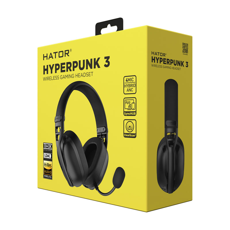 Afbeelding laden in galerijviewer, Hator hyperpunk 3 wireless over-ear gaming headset (zwart, 2.4ghz bluetooth 5.4 usb-c)
