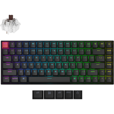 Keychron k2 qmk-h3 rgb mechanisch toetsenbord (zwart, us lay-out (qwerty), super brown, 75%, rgb leds, cherry double-shot pbt, hot swap, bluetooth 5.2 | usb-c)