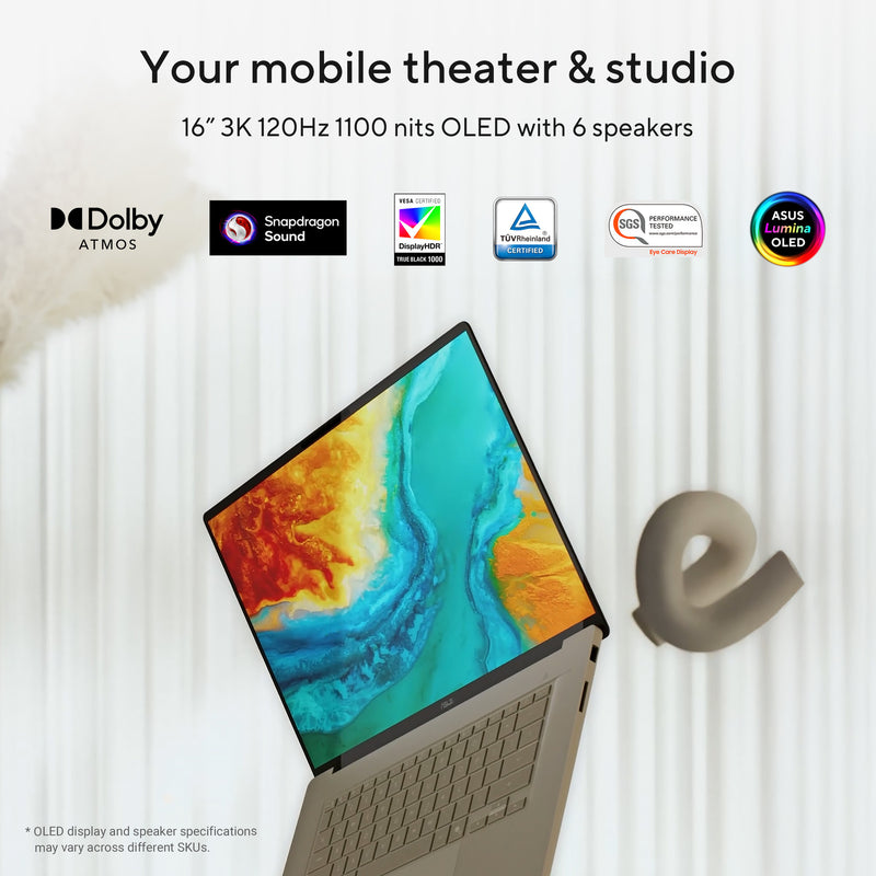 Laden Sie das Bild in Galerie -Viewer, Asus zenbook a16 ux3607oa-sq013w 16 copilot+ laptop (beige | snapdragon x2e-94-100 | qualcomm adreno | 48 gb | 1 tb ssd | oled)

