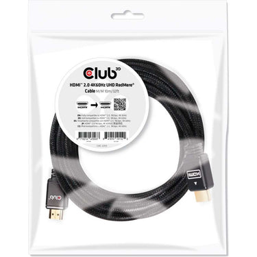 Club 3d hdmi 2.0 redmere kabel (zwart, 10 meter, 4k 60hz)