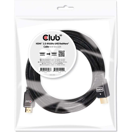 Club 3d hdmi 2.0 redmere kabel (zwart, 10 meter, 4k)