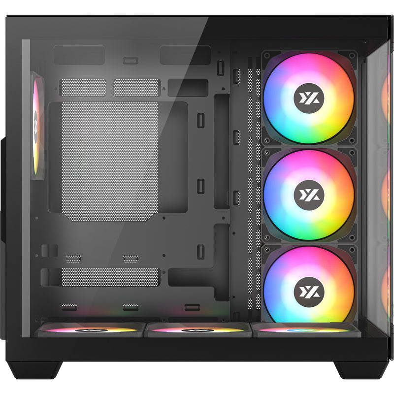 Cargue la imagen en el visor de la galería, Xyz pc gear tesseract x midi tower behuizing (zwart | 2x usb-a | 1x usb-c | tempered glass)
