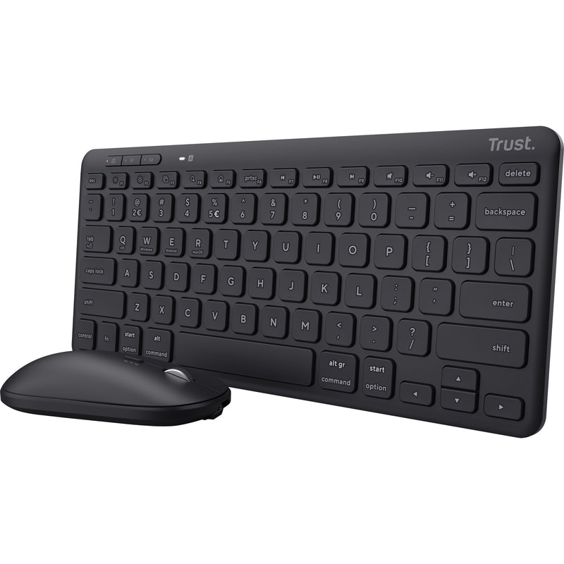 Load image into Gallery viewer, Trust lyra multi-device wireless keyboard mouse, desktopset (zwart, us lay-out, scissor switches, 800 - 1.600 dpi, 2,4 ghz usb, bluetooth, 65%)
