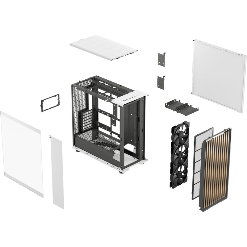 Cargue la imagen en el visor de la galería, Fractal design north xl rc chalk white tg clear midi tower behuizing (wit houtkleur | 2x usb-a | 1x usb-c | tempered glass)
