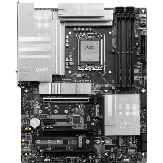 Msi pro z890-p wifi socket 1851 moederbord (zwart zilver, raid, 5gb-lan, wi-fi 7, bt, sound, atx)