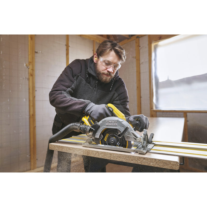 Load image into Gallery viewer, Stanley fatmax v20 18v cirkelzaag 190mm handcirkelzaag (zwart geel, accu en oplader inbegrepen, met koffer)
