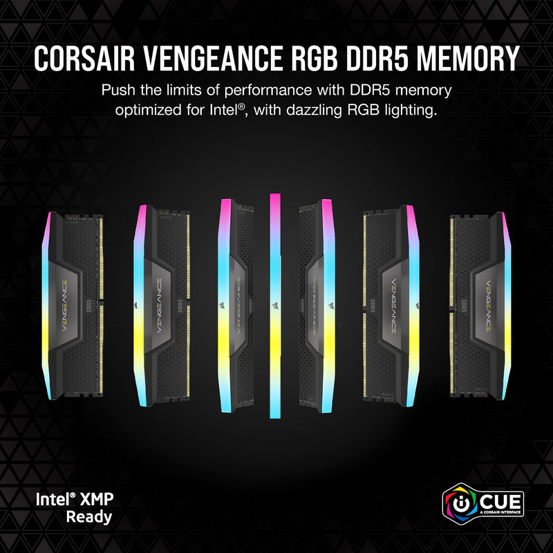 Afbeelding laden in galerijviewer, Corsair vengeance rgb 32 gb ddr5-6000 (2x 16 gb) werkgeheugen (zwart, cmh32gx5m2d6000z38, xmp, expo)
